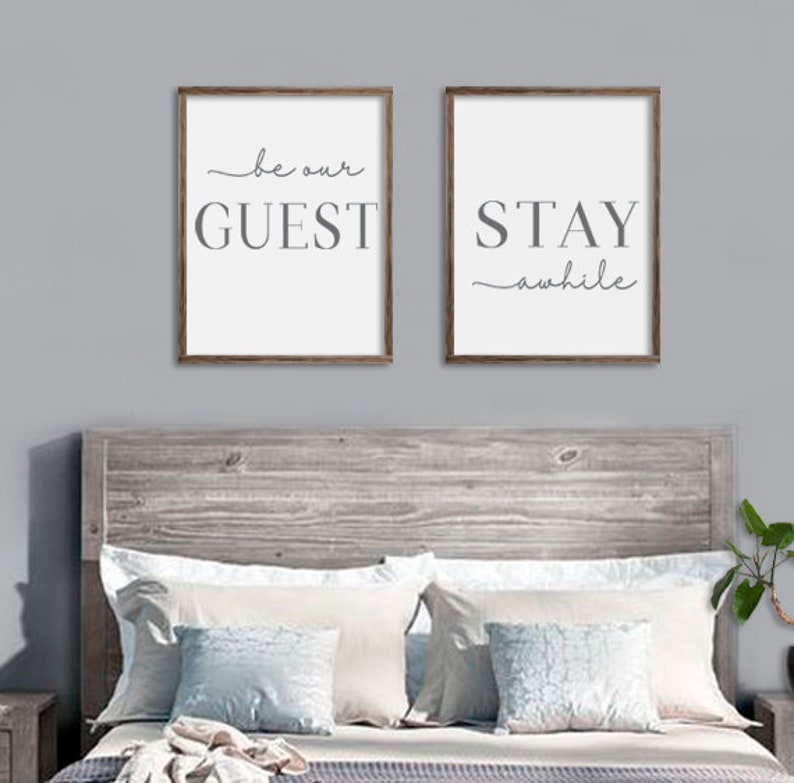 Guest room decor be our guest stay awhile framed sign | Etsy