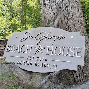 Customizable Beach Lake Cabin Cottage Airbnb Welcome Sign With Raised Lettering Family Name Established Beach House Gift Custom 3D Wood Sign