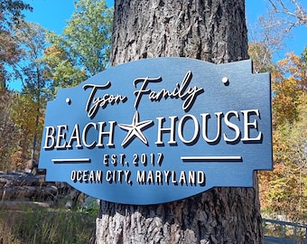 Beach House Sign Personalized | Beach House Decor | Beach House Gift | Beach House Name Sign | Beach Name Sign Decor | Custom 3D Wood Sign