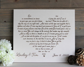 Song Lyrics Sign, Engraved Wedding Song, Cross My Heart, First Dance Lyrics Engraved, Heart Shaped Couples Song, Newlywed Gift, Wedding Gift