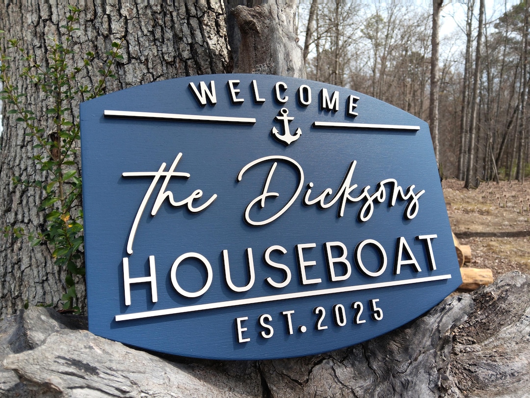 Custom Beach Lake River Boat Airbnb Welcome Sign With Raised Lettering ...