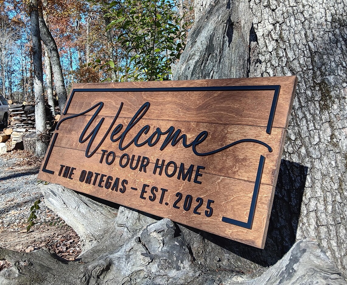 Welcome to Our Home Rustic Farmhouse Sign, Family Last Name Sign, New ...