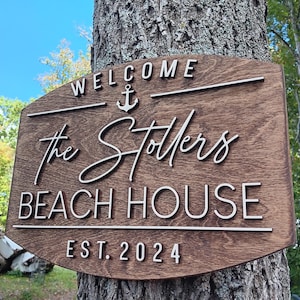Beach House Sign, Beach House Decor, Personalized Wood Sign, 3D Sign, Beach House Gift,  Beach House Life, Custom Beach Sign, Welcome Sign