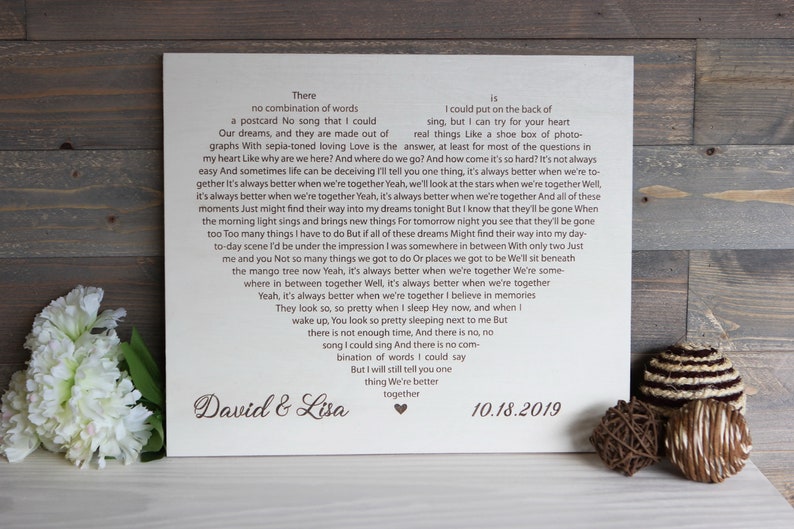 Engraved Wedding Song Heart Shaped Couples Song From The Ground Up Your Wedding Lyrics Engraved Newlywed Gift First Dance Lyrics Signs Home Living Vadel Com
