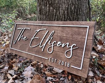 Personalized Family Name Pallet Sign, Custom 3D Wood Sign, Wedding Gift, Anniversary Gift, Established Sign, Housewarming Gift, Closing Gift