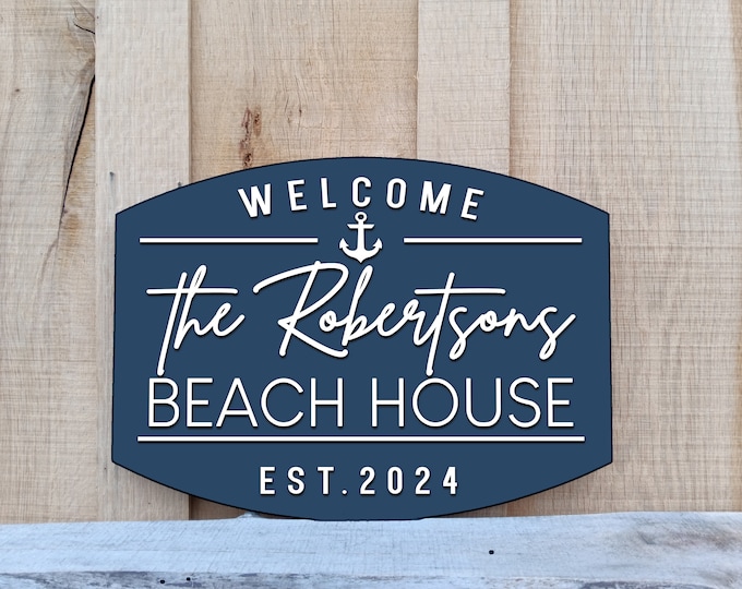Beach House Sign | Family Name Established Sign for Beach Home | Beach House Decor | Beach House Gifts | Coastal Decor | Nautical Decor