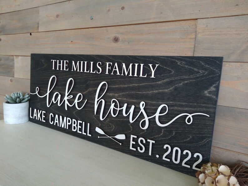 Lake House Decor Lake House Gift Family Name Established Sign Etsy