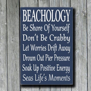 Beachology,Beach House Decor,Beach Rules,Inspirational Advice From The Beach Ocean,Beach Cottage Sign,Coastal Nautical Wall Room Decoration