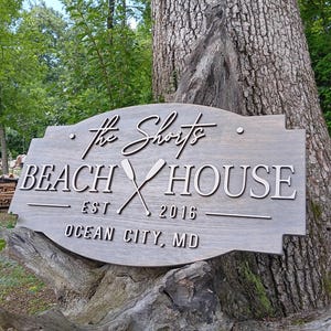 Custom Beach Lake River Cottage Airbnb Welcome 3D Wood Sign Family Name Beach House Gift Coastal Nautical Beach Decor Personalized Gifts