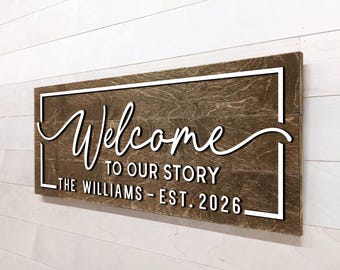 Personalized 3D Wood Welcome Sign, Farmhouse Style, Family Name, Est. Year ( multiple sizes )