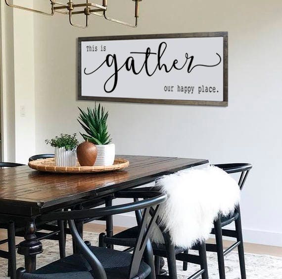 Large Gather Wood Sign This Is Our Happy Place Farmhouse Image 0