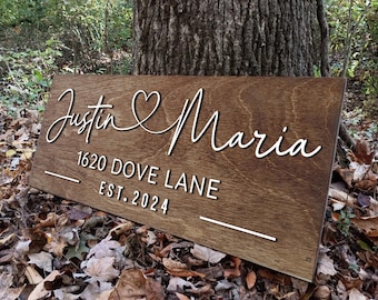 Our first home sign | new home sign | wooden address sign | couple names sign | realtor closing gift | housewarming gift | wedding gift