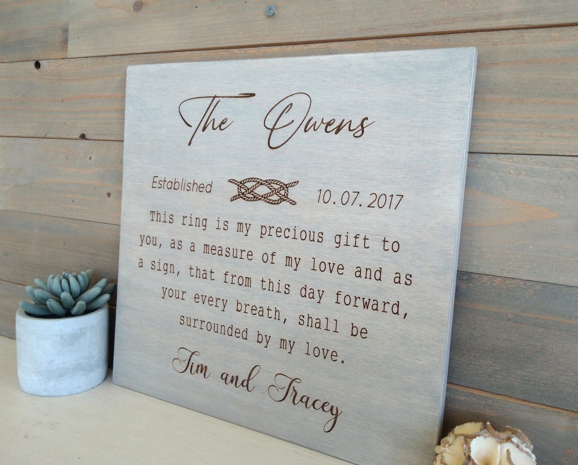 Custom Vows Engraving Wedding Vows 1st Anniversary Gift Etsy