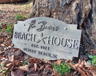 Beach House Sign, Custom Wood Sign, Beach House Decor, 3D Signs for Wall, Beach House Gift, Beach Themed Decor, New Home Gift, Closing Gift