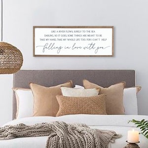 Can&#39;t help falling in love sign | Elvis Presley Inspirational Love Lyric Quote | master bedroom sign | bedroom wall decor | couples gift