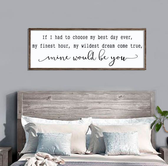 Large Bedroom Sign Mine Would Be You Lyrics Farmhouse Bedroom Decor Framed Sign Rustic Wall Decor Couples Wall Decor Size Option