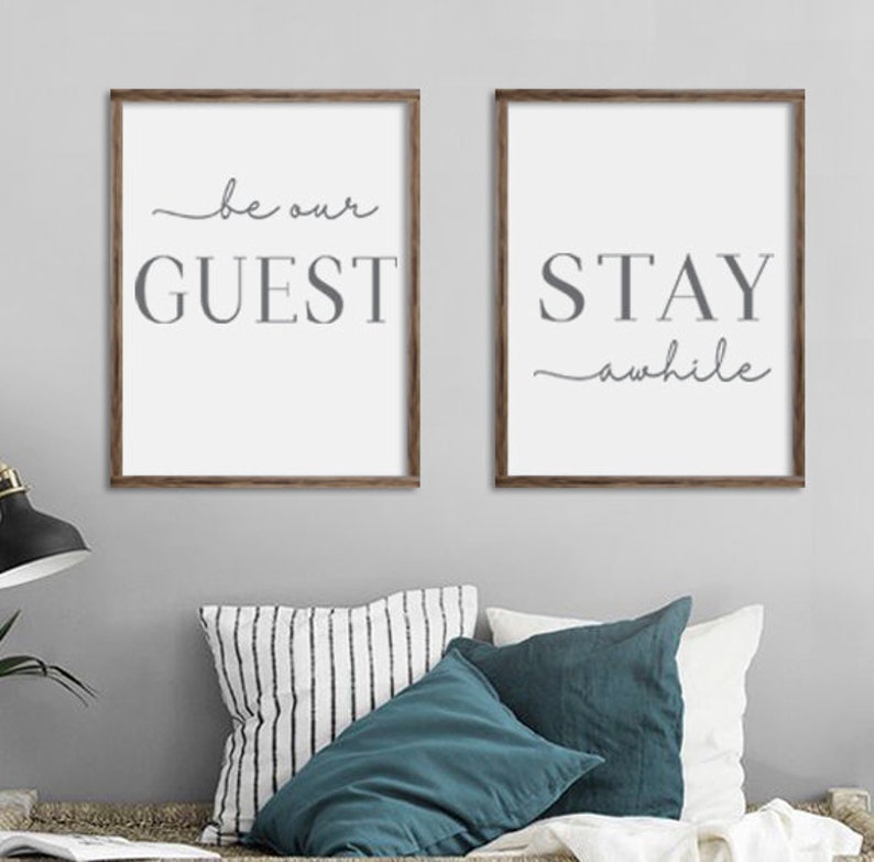 Guest Room Decor Be Our Stay Awhile Framed Sign Wood Farmhouse Wall 21 X27 Each