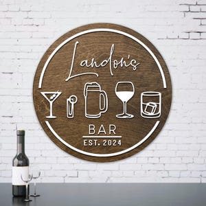 Custom Bar Sign, Round Wood Bar Sign, Home Bar, Man Cave, Pub, Bar Decor, Basement Bar, Cocktail Bar, Men Birthday Gifts, Father&#39;s Day Gifts