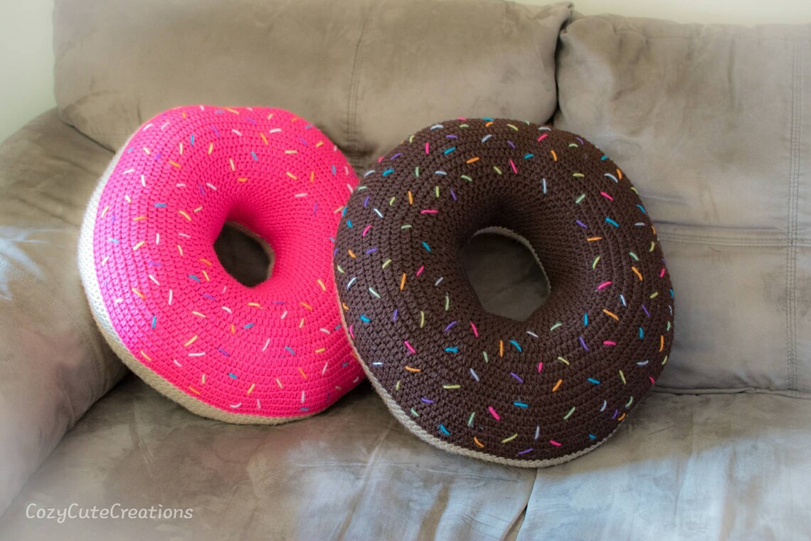Giant Donut Pillow, Crochet Home Decor Donut Pillows, Food Lovers