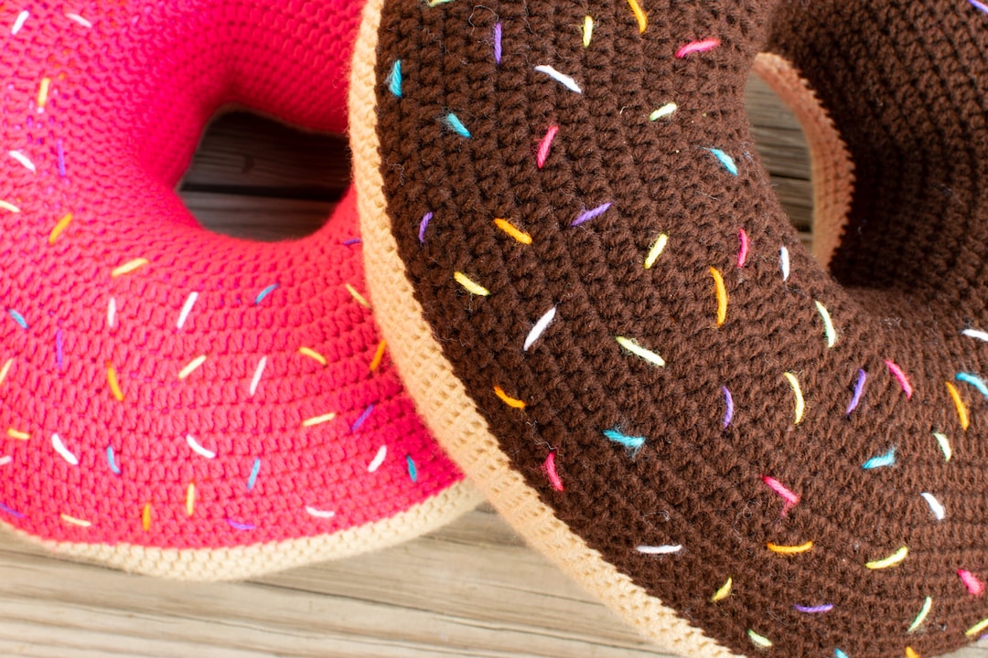 Giant Donut Pillow, Crochet Home Decor Donut Pillows, Food Lovers