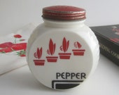Fire King Vitrock Pepper Shaker Flower Pots Pattern Anchor Hocking 1940 39 s Vintage Art Deco Glass Range Shaker