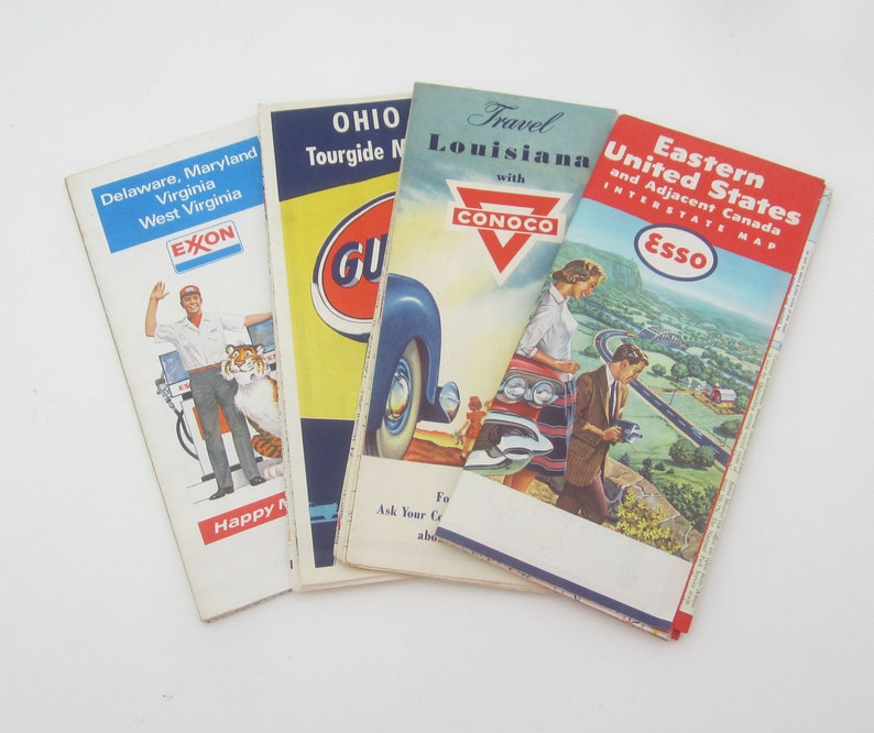 Virginia Four Vintage 1950 S Road Maps U2022 Esso U2022 Conoco