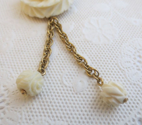 Vintage Carved Flower Dangling Pendant, 12K Gold … - image 4