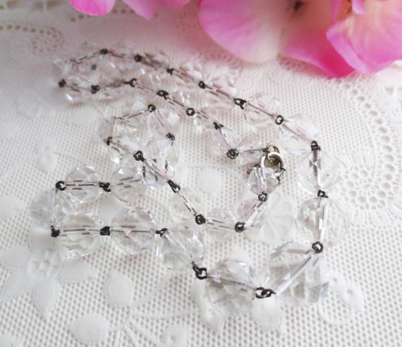 Faceted Crystal Bead Necklace on Sterling Silver … - image 6