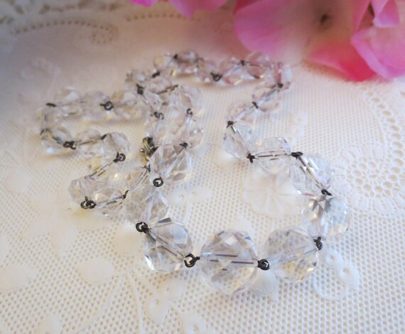 Faceted Crystal Bead Necklace on Sterling Silver … - image 9