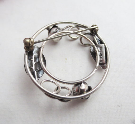 Vintage Sterling Silver Brooch ~ Flower Buds and … - image 5