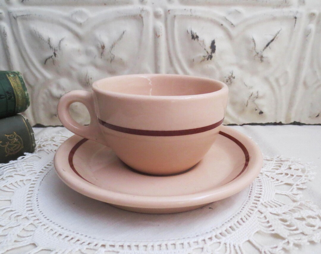 Classic Diner Coffee Cup and Saucer Set ~ 1940's Walker China, Toltec ...