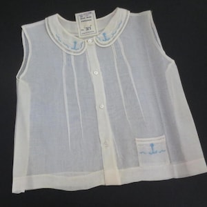 Vintage Hand Embroidered Diaper Shirt or Baby Shirt ~ Off White or Ivory Batiste Cotton ~ Made ca 1950&#39;s in Philippines ~ Size 6 Months