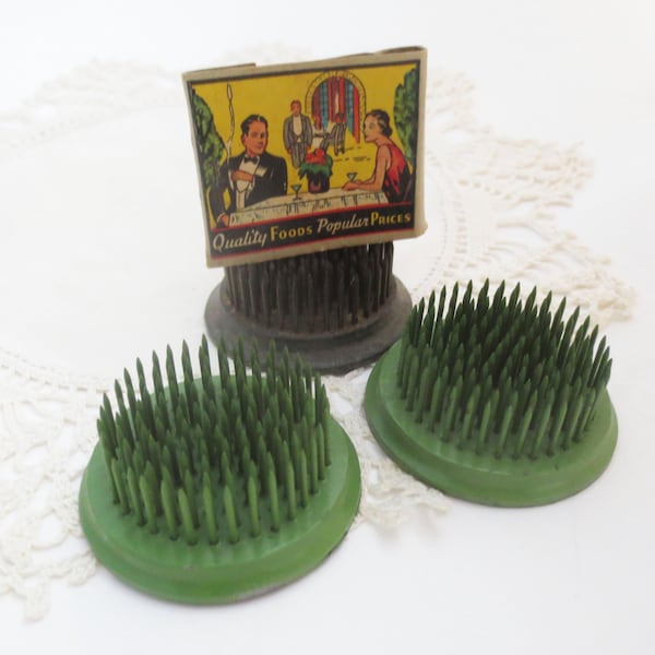 Vintage Pin Needle Flower Frog, Vintage Weighted Flower Holder, Spike Block, Farmhouse Spring Decor, Place Cards, Pictures ~ Your Choice