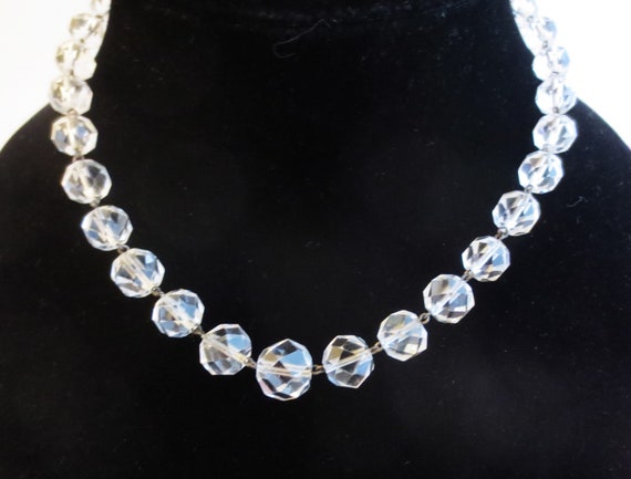 Faceted Crystal Bead Necklace on Sterling Silver … - image 8