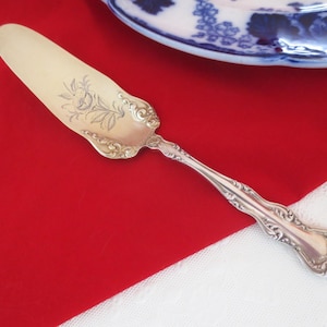 Antike ORIENT VENEDIG Gelee Serviermesser, ca 1904 Holmes & Edwards, große Silberplatte Servier Utensil Gebäck Pfannenwender, gravierte Mohnblumen Schüssel