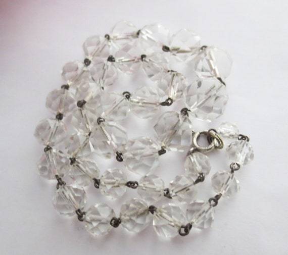 Faceted Crystal Bead Necklace on Sterling Silver … - image 5