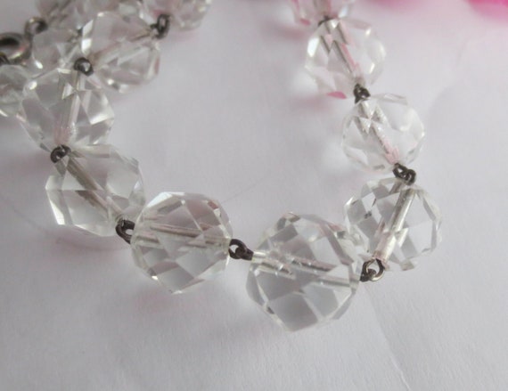 Faceted Crystal Bead Necklace on Sterling Silver … - image 3
