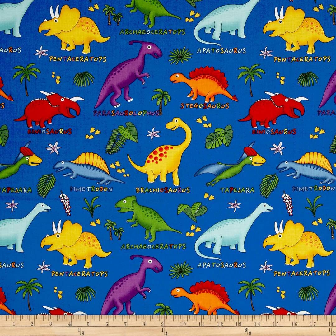Dinosaurs 100% Cotton Fabric by the Half Yard - Etsy