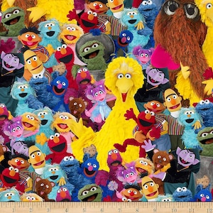 Sesame Street Character toss 100% Cotton fabric by the half yard