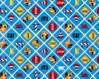 CAT Construction Zone Blue 100% Tejido de algodón por media yarda