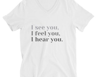 Ti vedo, ti sento, ti sento-T-shirt unisex a maniche corte con scollo a V