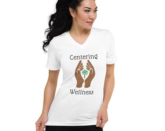 Centering Wellness- T-shirt unisex a scollo a V a manica corta