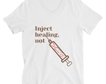 Inject Healing-Unisex T-Shirt a maniche corte con scollo a V