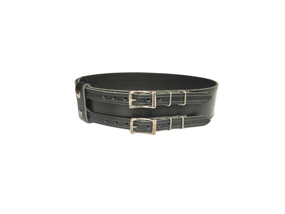 Handmade Wide Leather Kilt Belt: Double Buckle Scottish Accessory