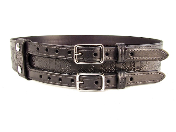 Mens Kilt Belt Double Buckle With Celtic Knot Renaissance Fair Kilt Outfit Accessory Etsy