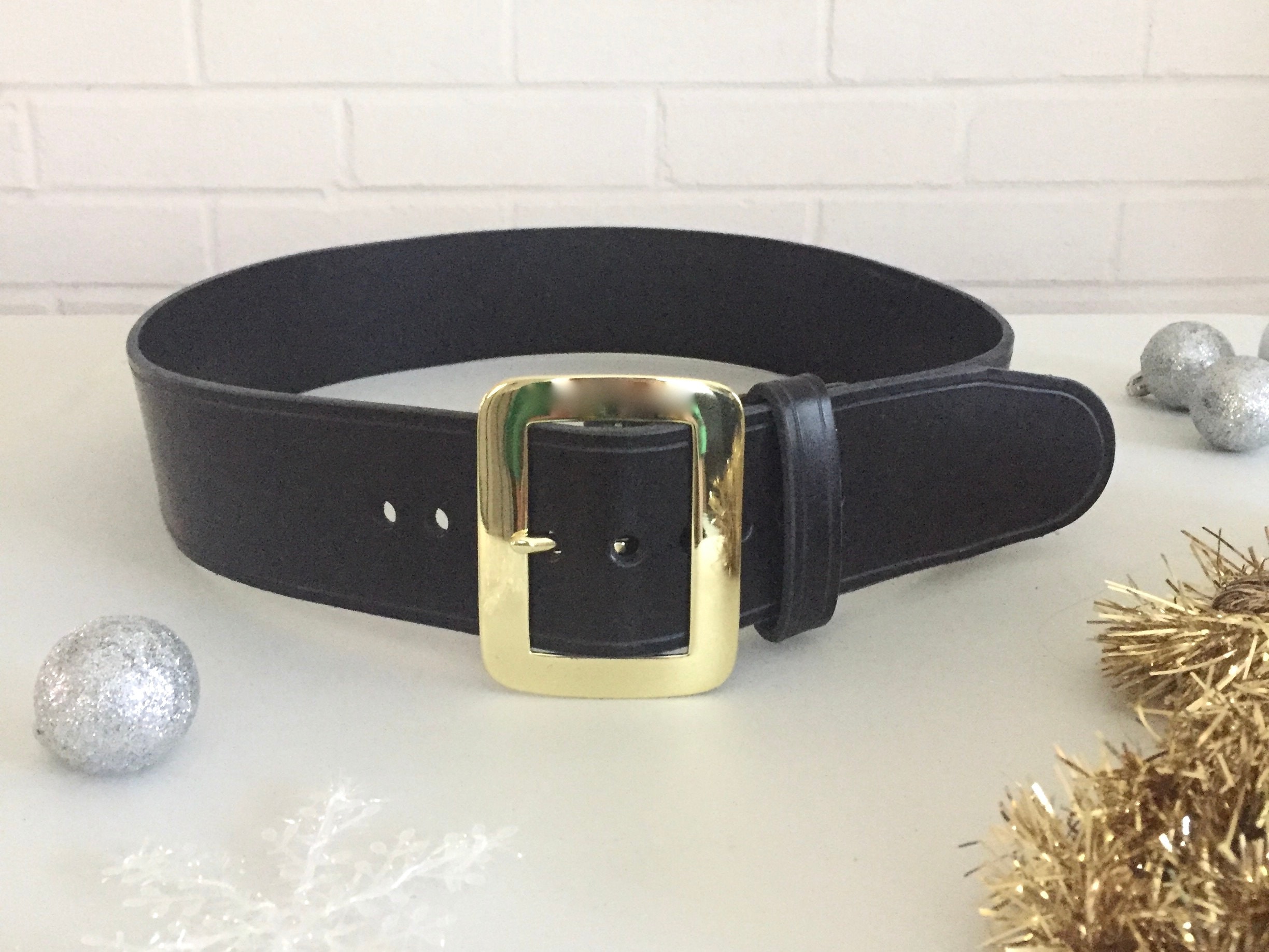 Wide Leather Belt Black Leather Santa Belt for Santa Suit | Etsy