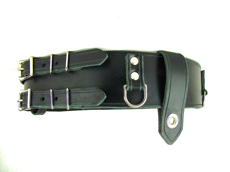 Kilt Belt Double Buckle Black Leather D Ring Kilt Belt Double Buckle Black Leather D Ring Image 2