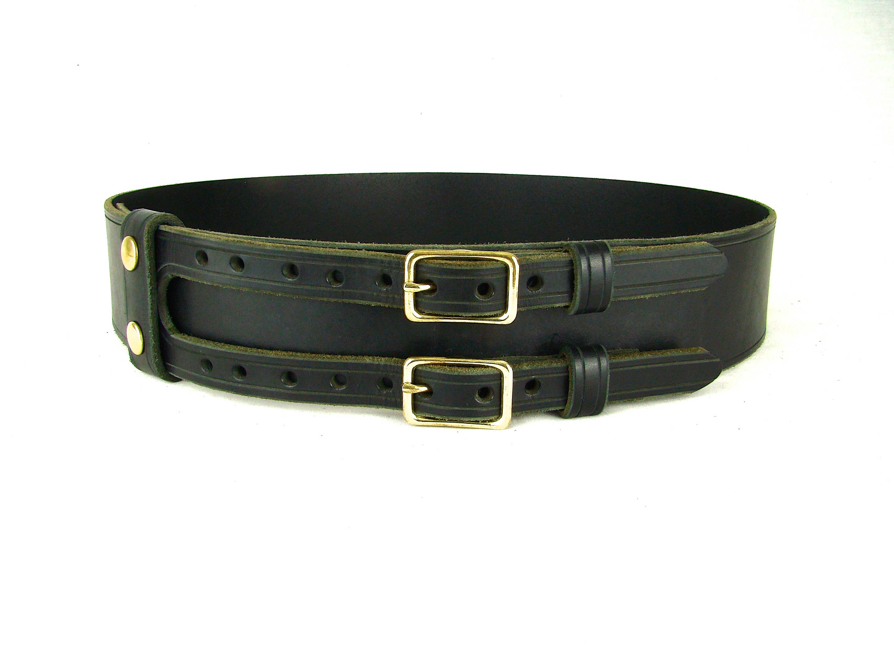Kilt Belt Double Buckle Black Leather Wide Celtic Belt | Etsy