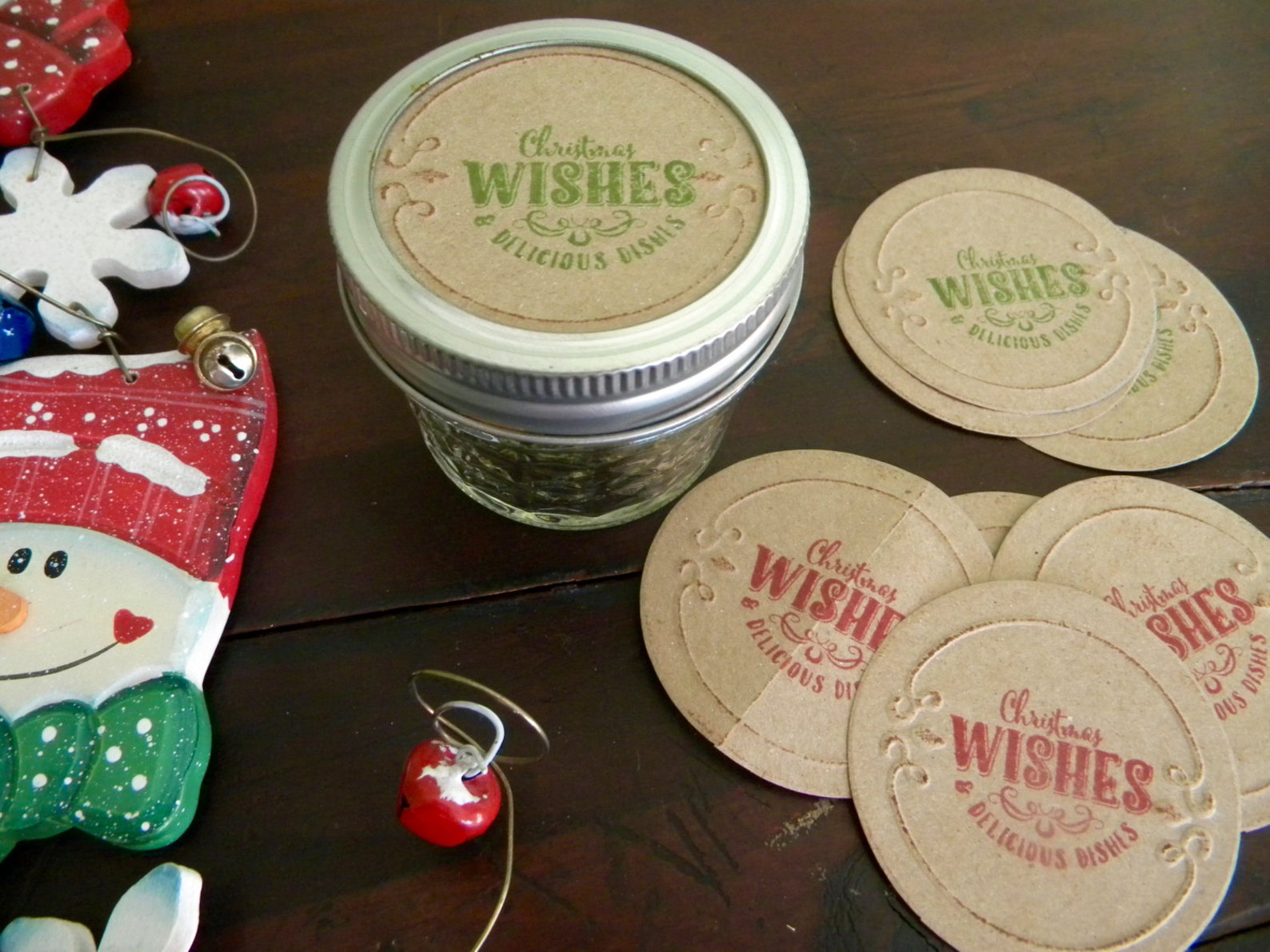 Mason Jar Lid Covers Christmas Wishes Jar Labels Jar Etsy