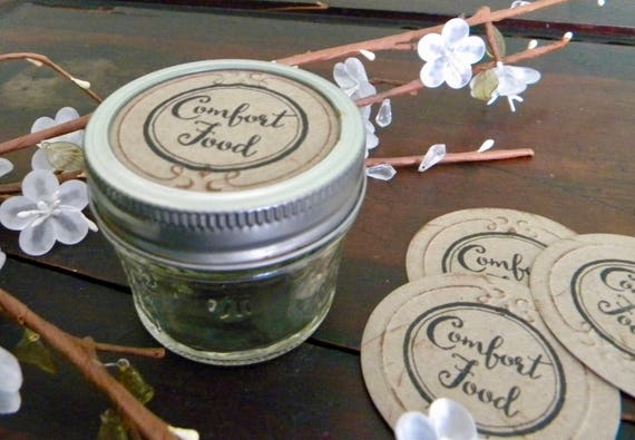 Mason Jar Labels, Comfort Food Labels, Jar Stickers, Mason Jar Lid Inserts, Gifts in a Jar Tags, Canning Jar Labels